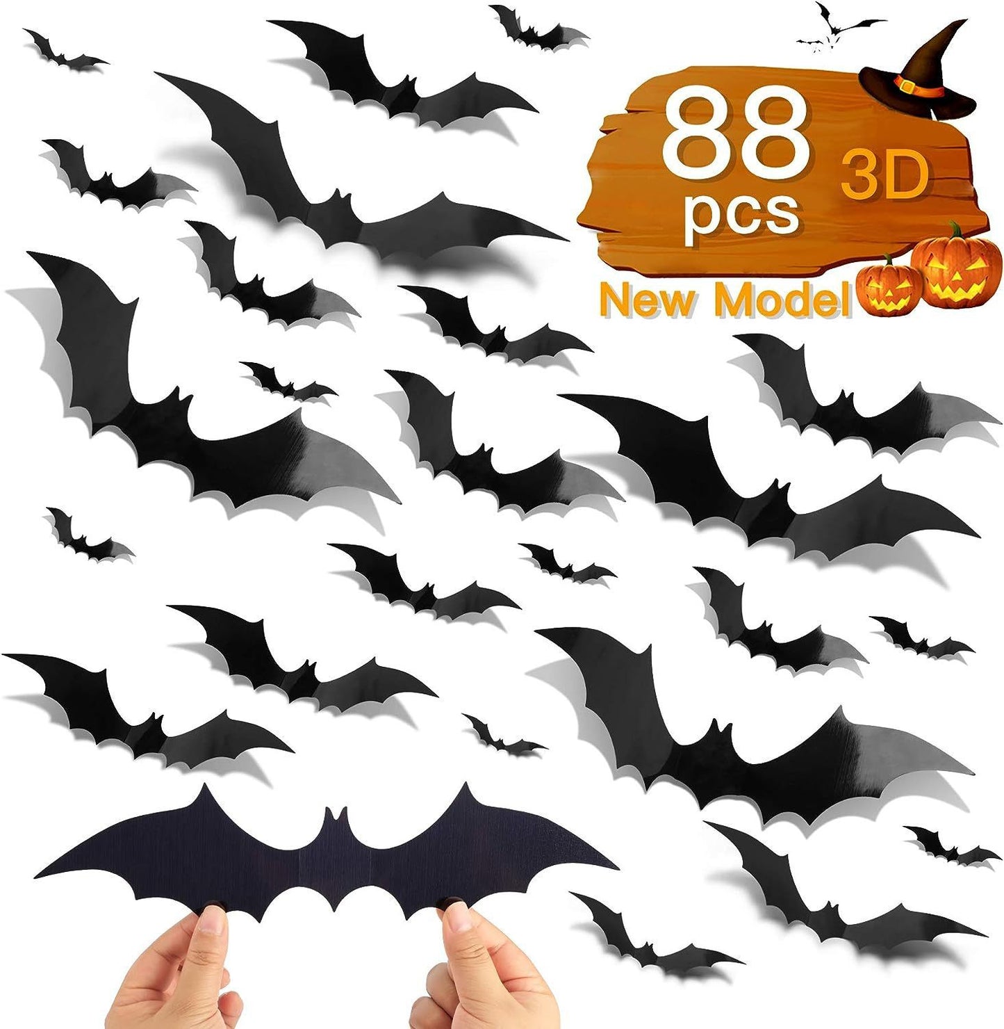 3D Bat Wall Decoration 88 Pieces DIY Bat Halloween Decoration Stickers