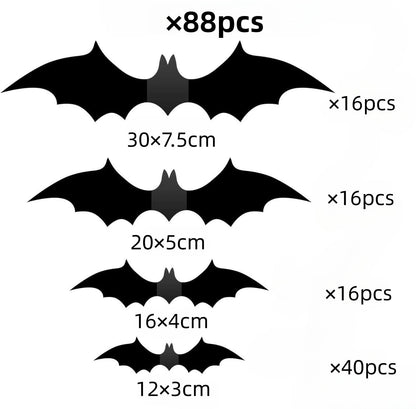 3D Bat Wall Decoration 88 Pieces DIY Bat Halloween Decoration Stickers