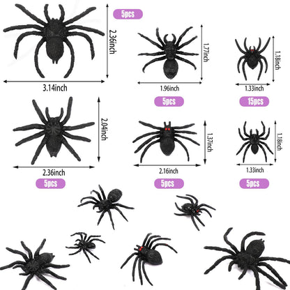 Plastic Spiders, 40 PCS Black Realistic Plastic Fake Scary Spiders Halloween Prank Props Halloween Spider Large And Small Fake Spider-Cannot Be Listed On Amazon Platform