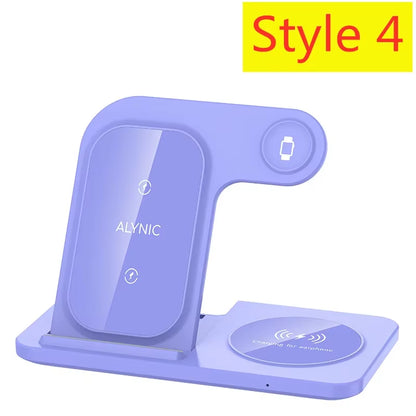 200W 3 in 1 Wireless Charger Stand Pad Foldable Fast Charging Station for Iphone 16 15 14 13 12 11 Apple Watch 9 Airpods 4 Pro 3