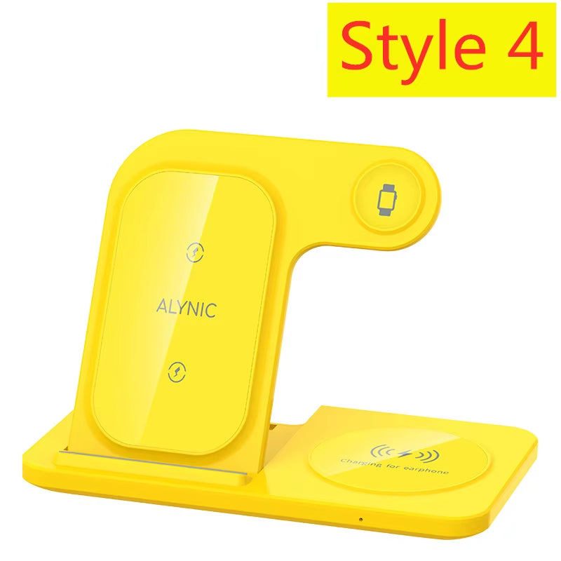 200W 3 in 1 Wireless Charger Stand Pad Foldable Fast Charging Station for Iphone 16 15 14 13 12 11 Apple Watch 9 Airpods 4 Pro 3