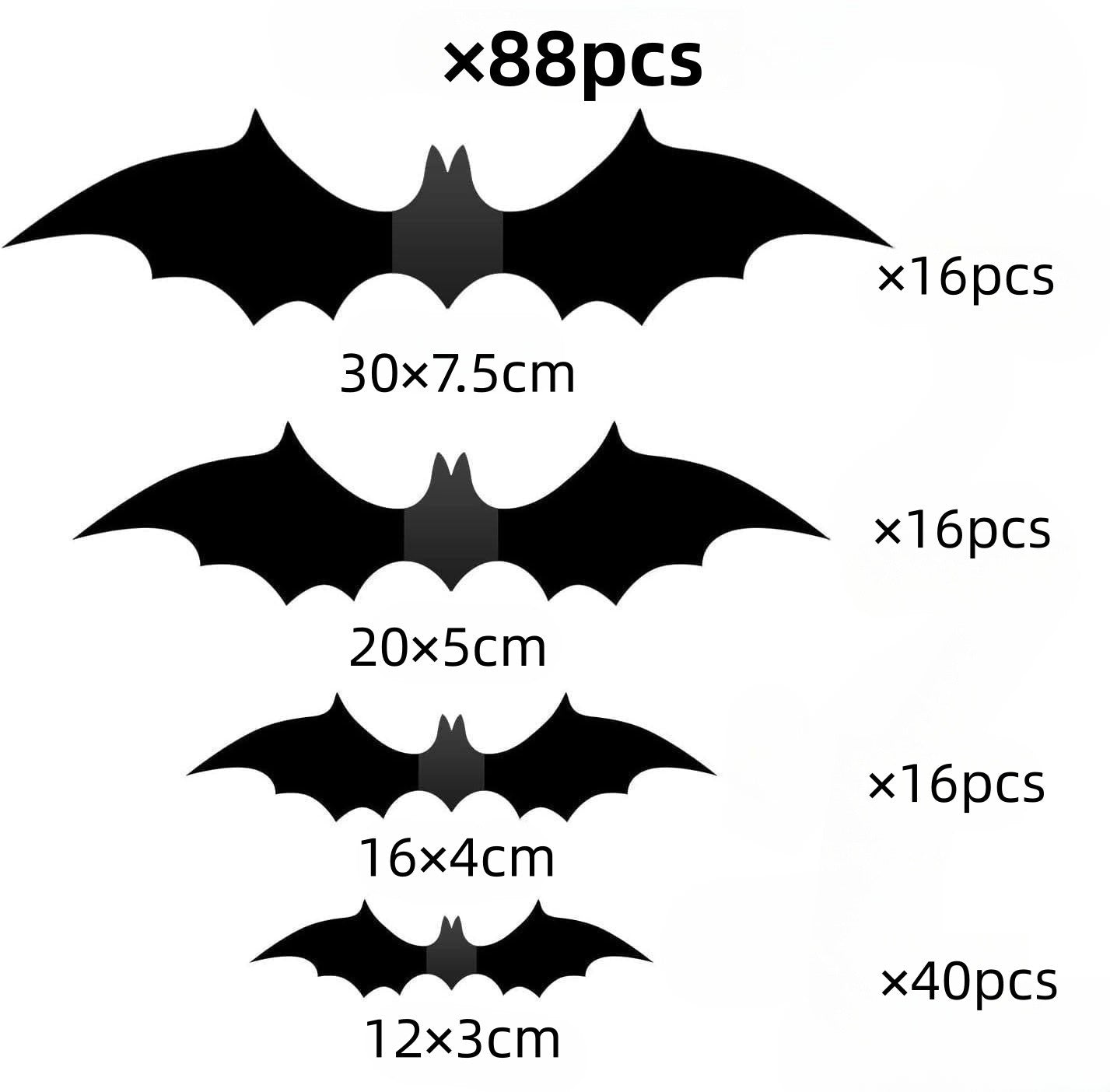 3D Bat Wall Decoration 88 Pieces DIY Bat Halloween Decoration Stickers