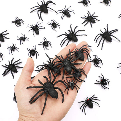 Plastic Spiders, 40 PCS Black Realistic Plastic Fake Scary Spiders Halloween Prank Props Halloween Spider Large And Small Fake Spider-Cannot Be Listed On Amazon Platform