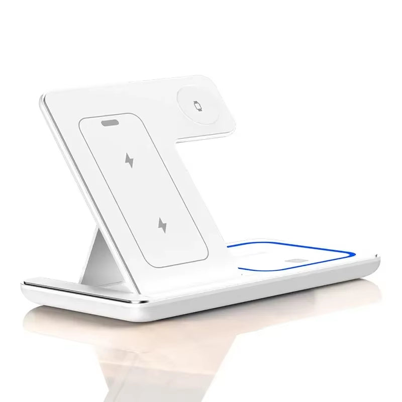 200W 3 in 1 Wireless Charger Stand Pad Foldable Fast Charging Station for Iphone 16 15 14 13 12 11 Apple Watch 9 Airpods 4 Pro 3